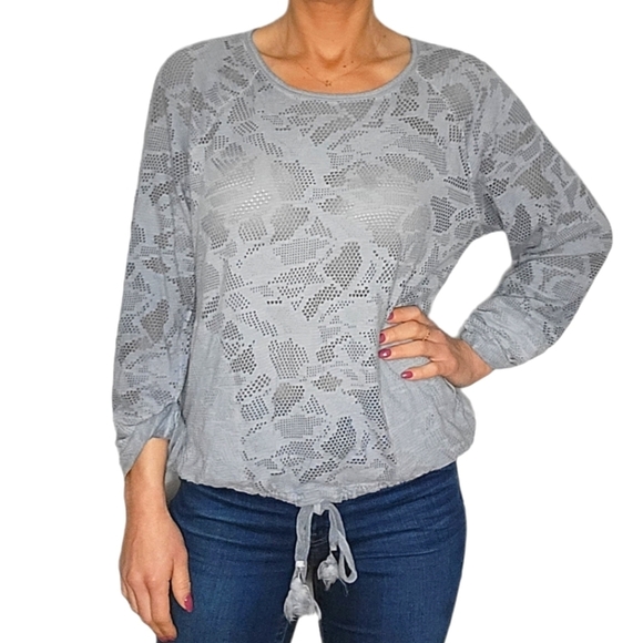 Anthropologie Saturday Sunday Cotton Lace Top Size Small Grey - Picture 1 of 6